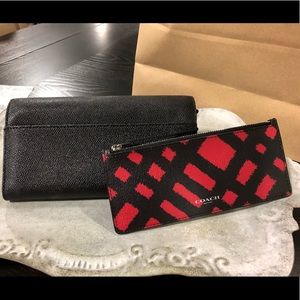 COACH Slim Envelope Wallet W/wild plaid print